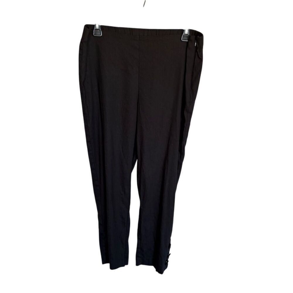 J. Jill M Petite linen blend Black Dress Cropped Pants Casual Button Cuff Detail